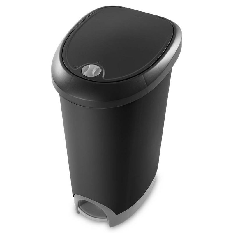 Sterilite 12.6 Gallon Locking Lid Step On Kitchen Wastebasket Trashcan (2 Pack)