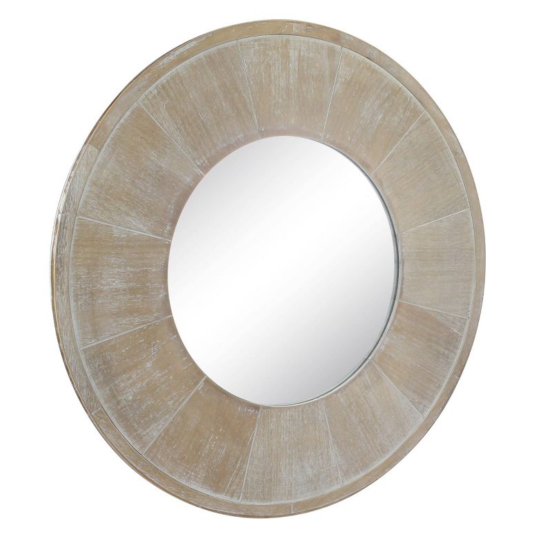 27" Round Rustic Mirror Whitewash - Stonebriar Collection