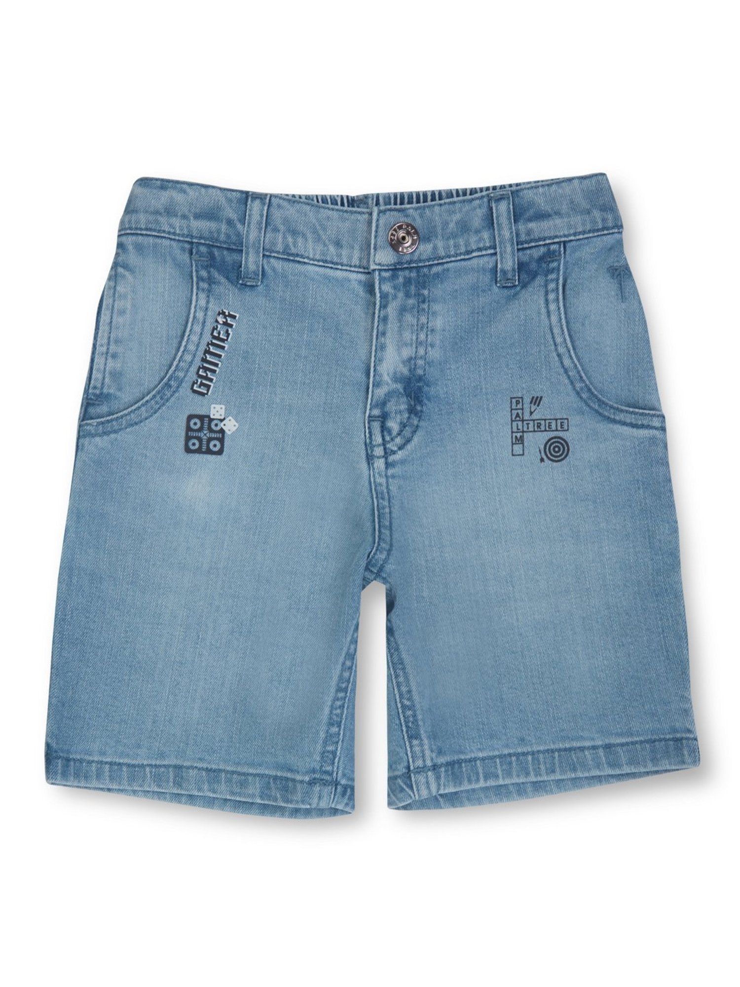 Palm Tree Kids Blue Solid Bermudas