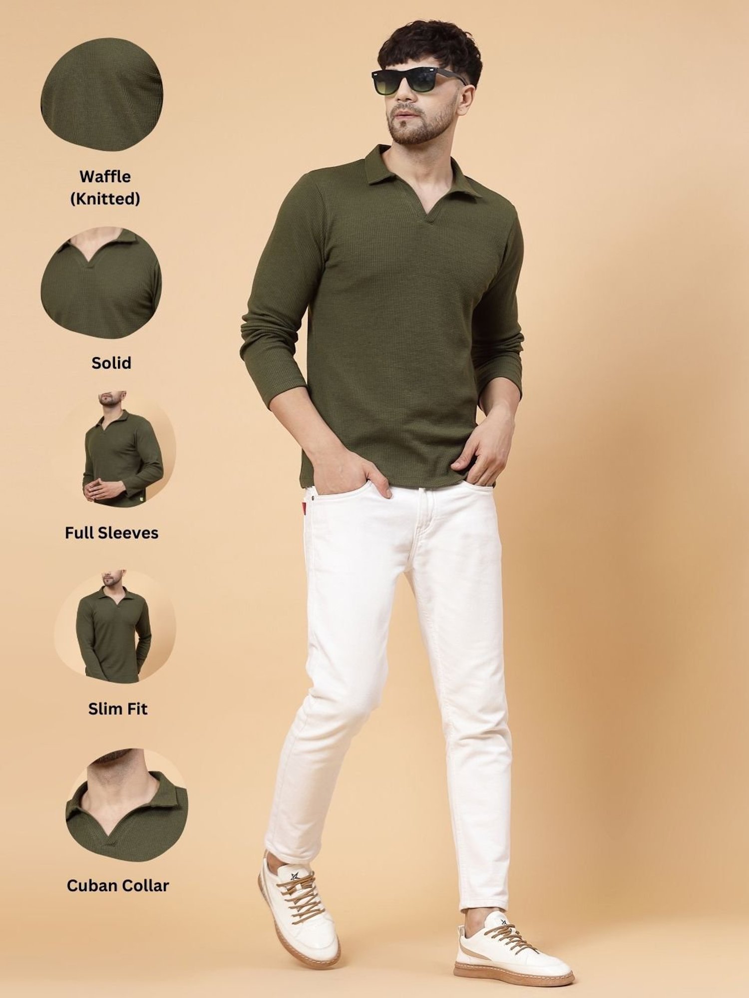 Rigo Olive Regular Fit Printed Polo T-Shirt