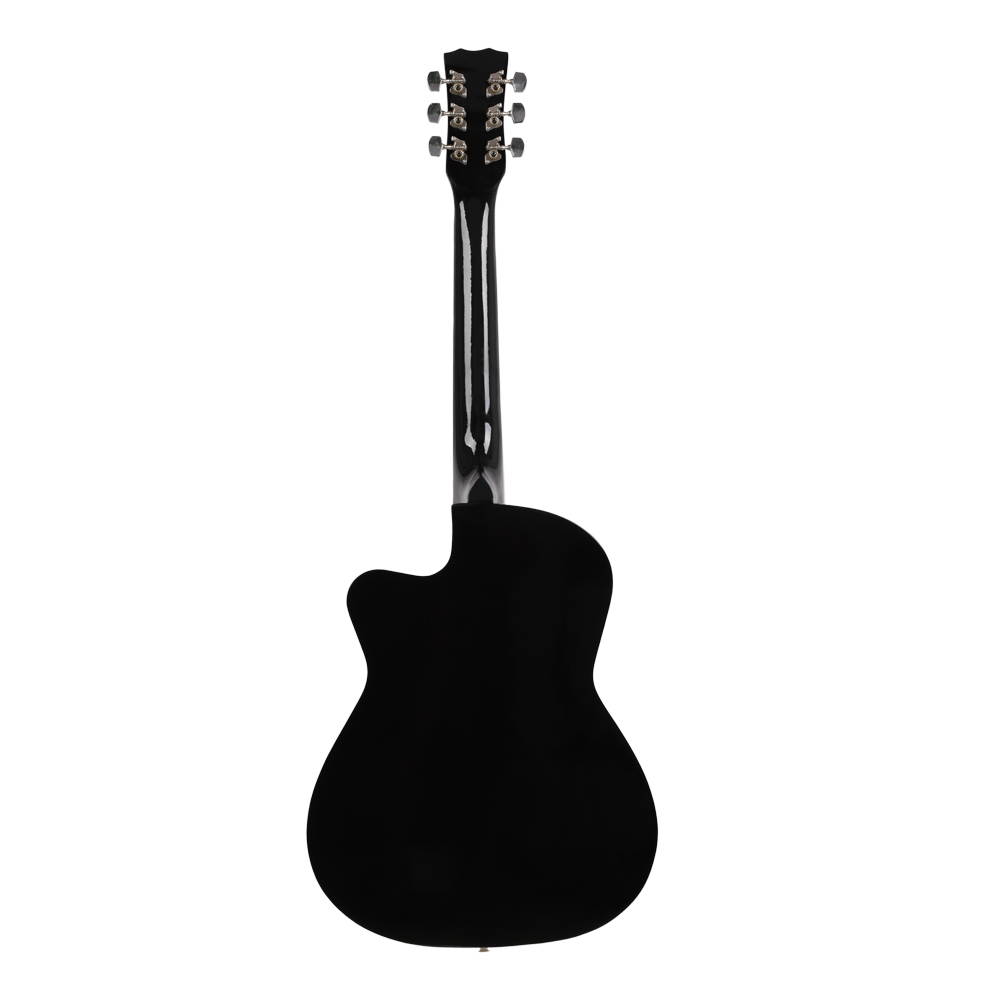 Glarry GT507 38 inch Spruce Guitar with Bag & Strap & Guitar Pick & LCD Mixer & Guard Plate & String Pure Black