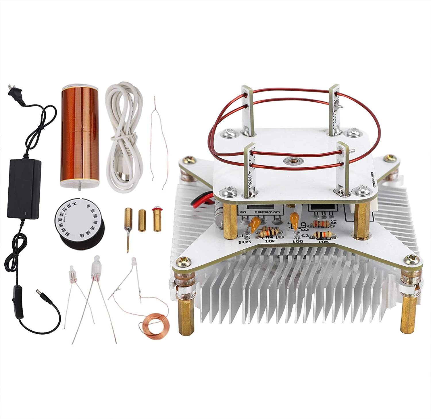 Music Tesla Coil, Plasma Speaker Wireless Transmission of Sound Solid Power Supply DIY Kit, Plasma Loudspeaker Wireless Transmission Experiment Desktop Toy Model