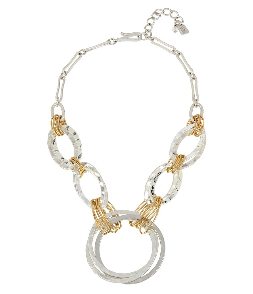 Robert Lee Morris Soho Wire-Wrapped Hammered Circle Frontal Statement Necklace