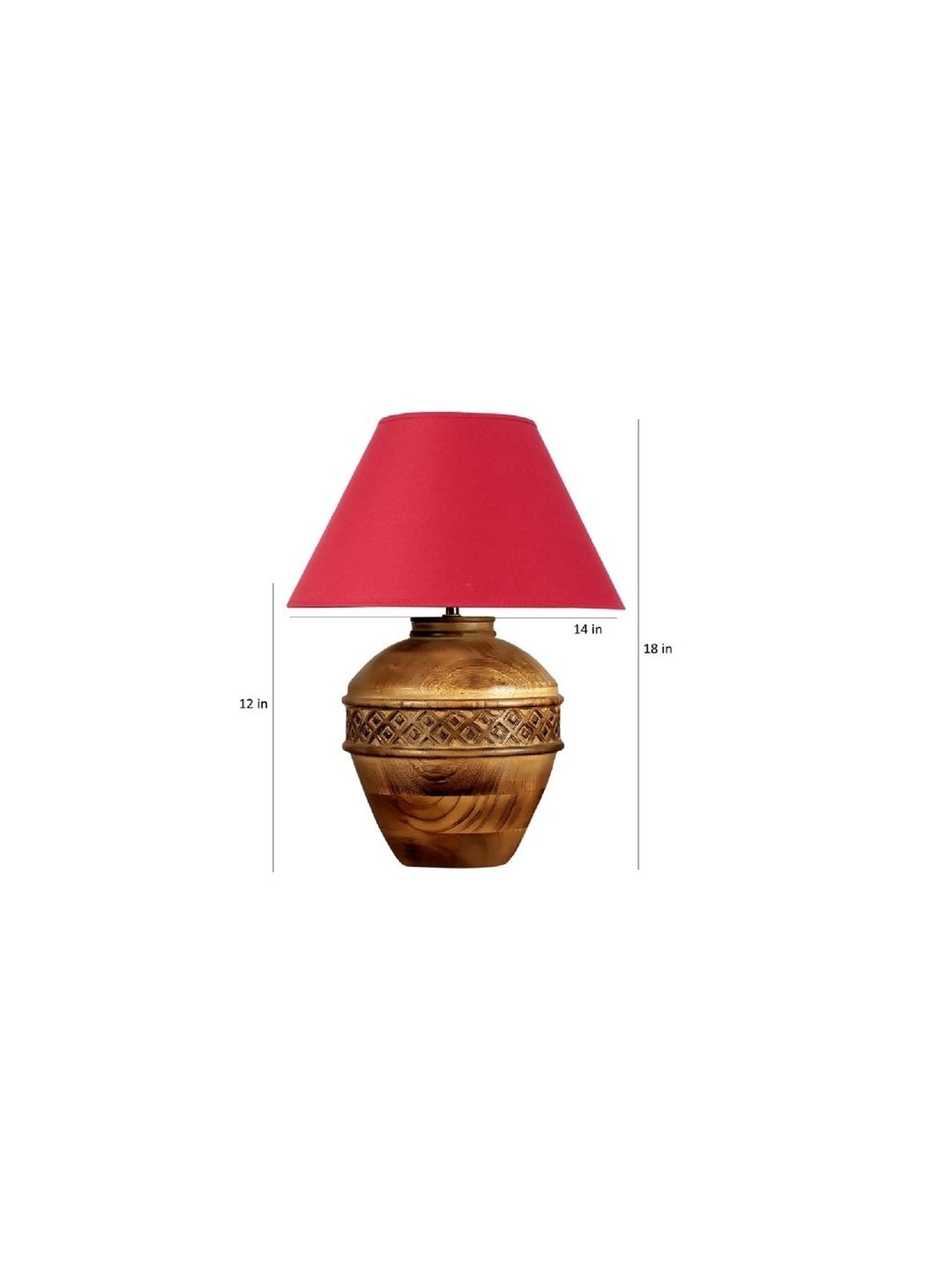 Kapoor Lamp Shades Brown & Red Wood Cromwell Large Carved Table Lamp