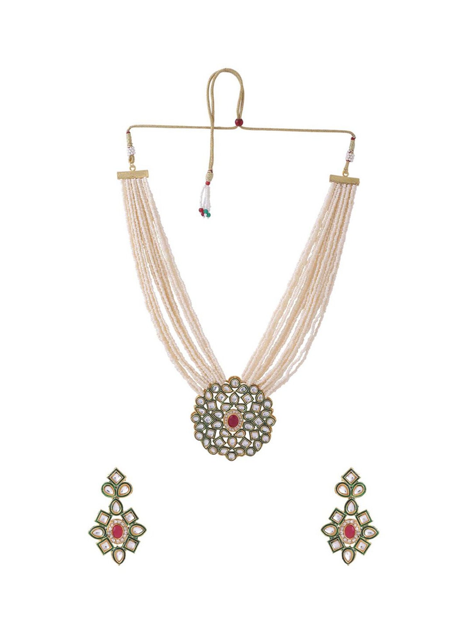 NVR Gold-Plated Kundan Studded Jewellery Set for Women