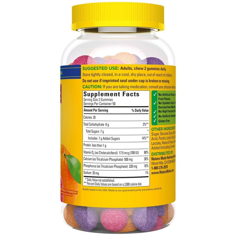 Nature Made Calcium 500 mg Gummies - Cherry, Orange & Strawberry - 100ct
