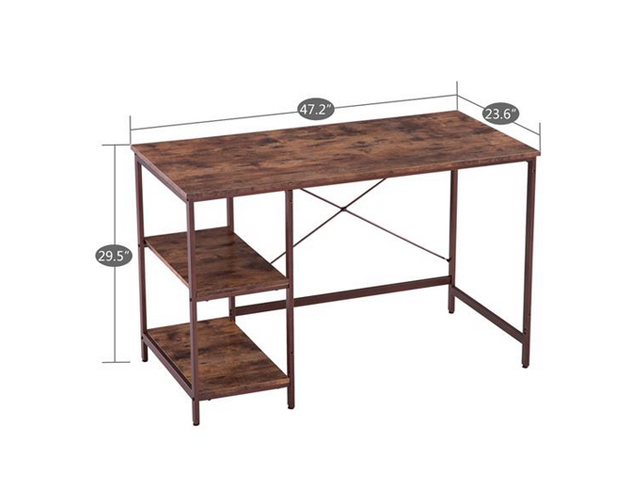 Home Office Computer Desk, 47 inch Sturdy Writing Desk with 2-Tier Storage Shelves, Modern Simple Style PC Desk, for Home, Office, Study Room, Bedroom,GT182