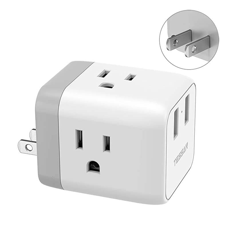 3 Prong to 2 Prong Adapter  3 Outlets with 2 USB Wall Charger Multi Plug Outlet Extender Splitter Travel Power Adapter Plug for US to Japan Canada Mexico Philippines Type A