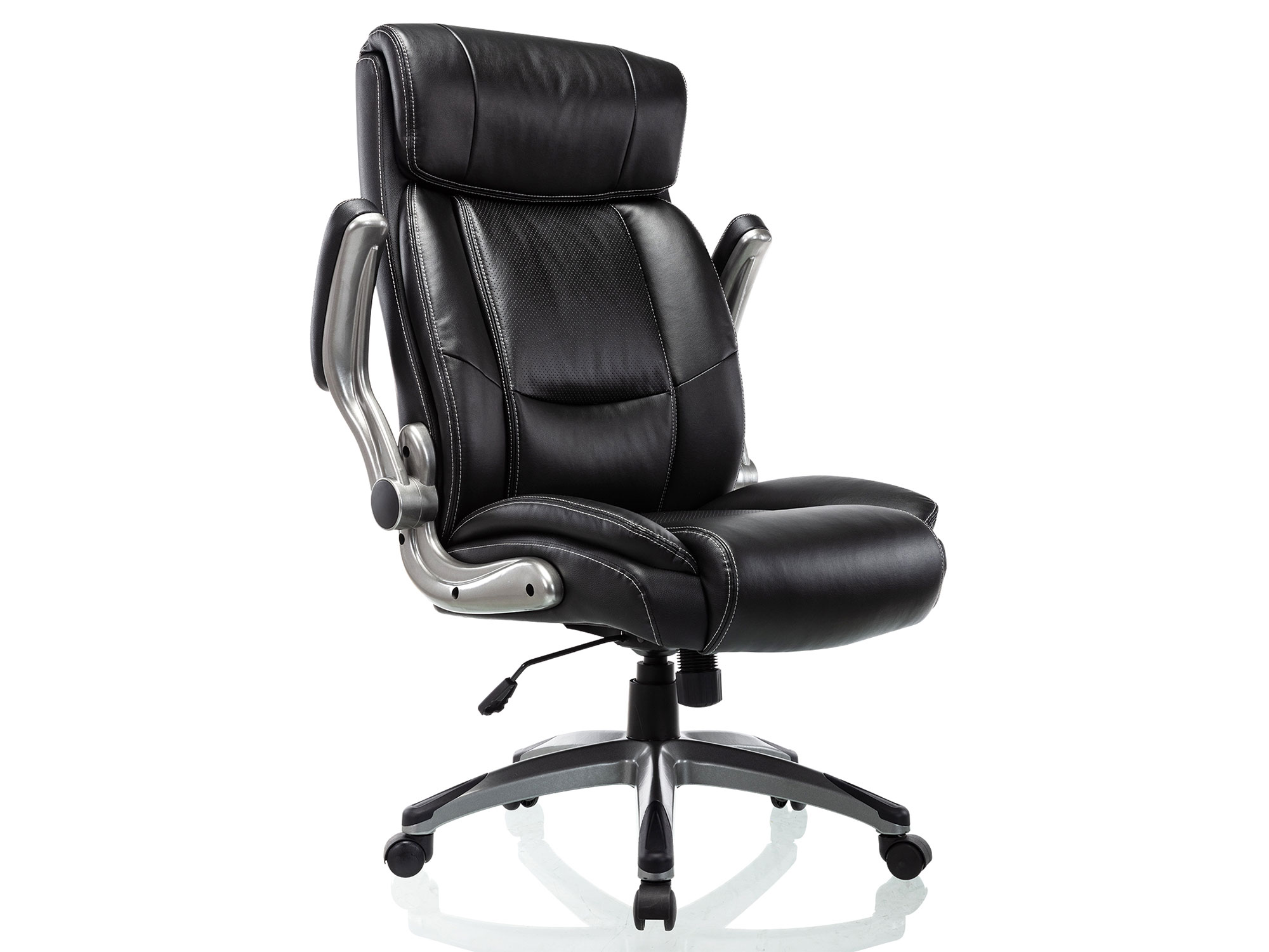 Height Adjustable High Back Computer Office Chair - Flip-Up Armrest Thick Padded Seat and Back Support, Swivel Bonded Leather Executive Task Chair