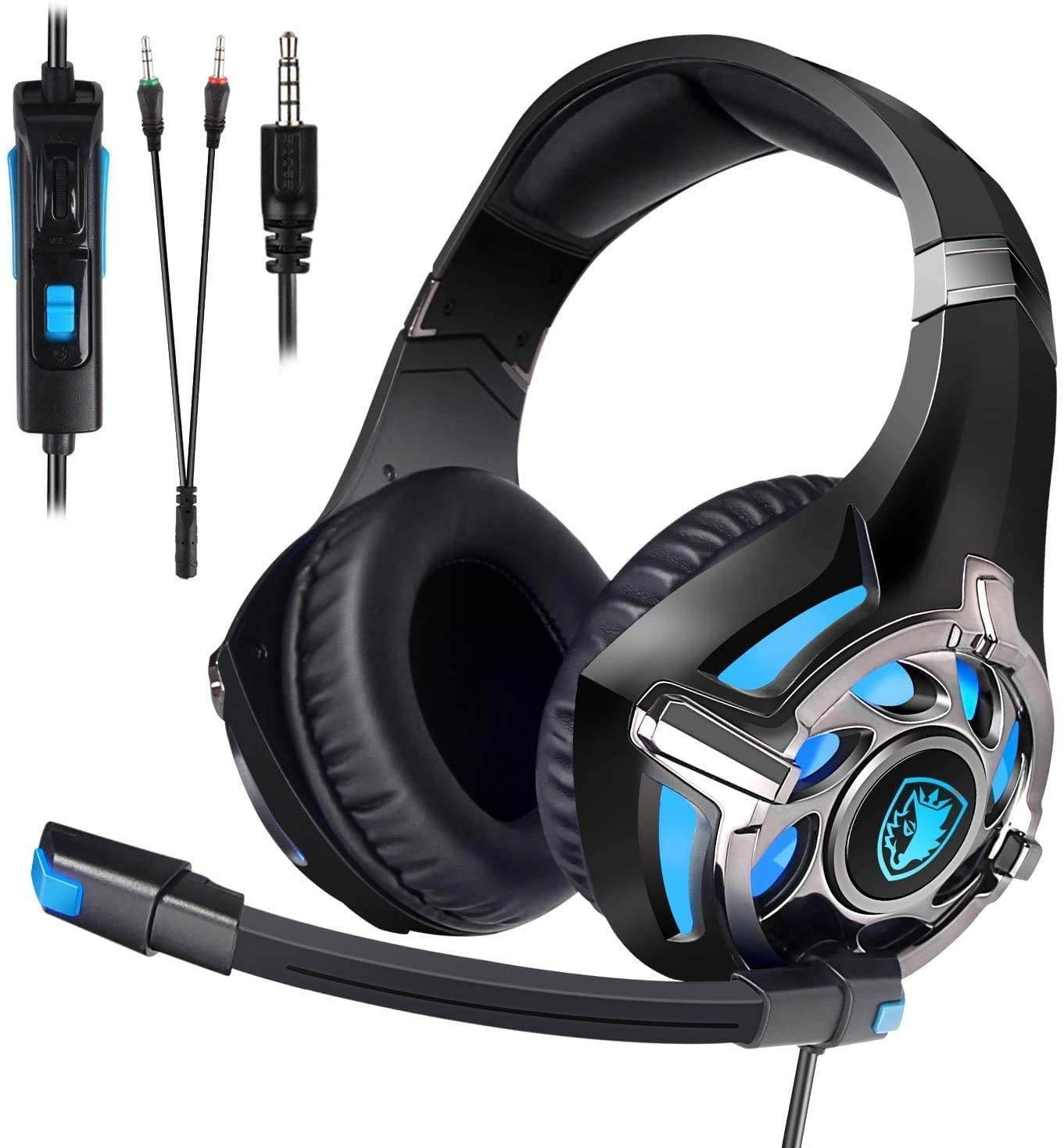 SADES Gaming Headset for PS4 Xbox OnePC Surround Sound Over-Ear Headphones with Noise Cancelling Mic Soft Comfort Earmuffs for Laptop Mac Nintendo(Black)