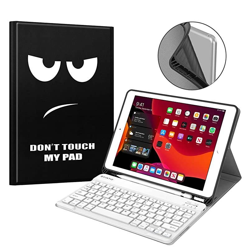 Keyboard Case for New iPad 8th Gen 2020 7th Generation 2019 102 Inch Soft TPU Back Stand Cover with Pencil Holder Magnetically Detachable Wireless Bluetooth Keyboard Dont Touch