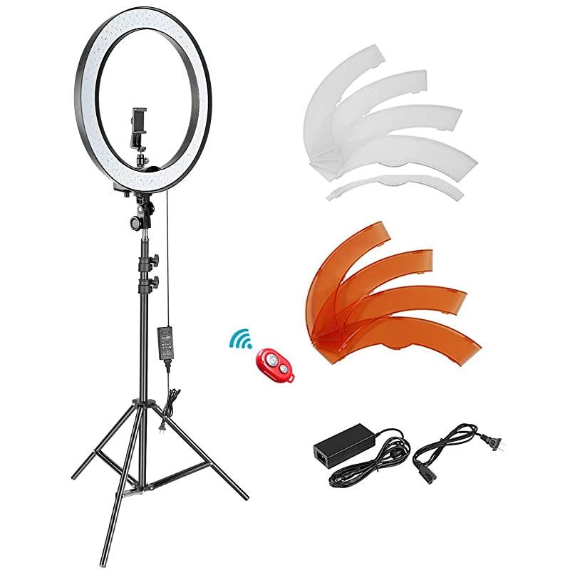 18inch SMD LED Ring Light Dimmable Lighting Kit with 787inch Light Stand Filter and Hot Shoe Adapter for Camera Photo Studio LED Lighting Portrait YouTube Video Shooting No Carrying Bag