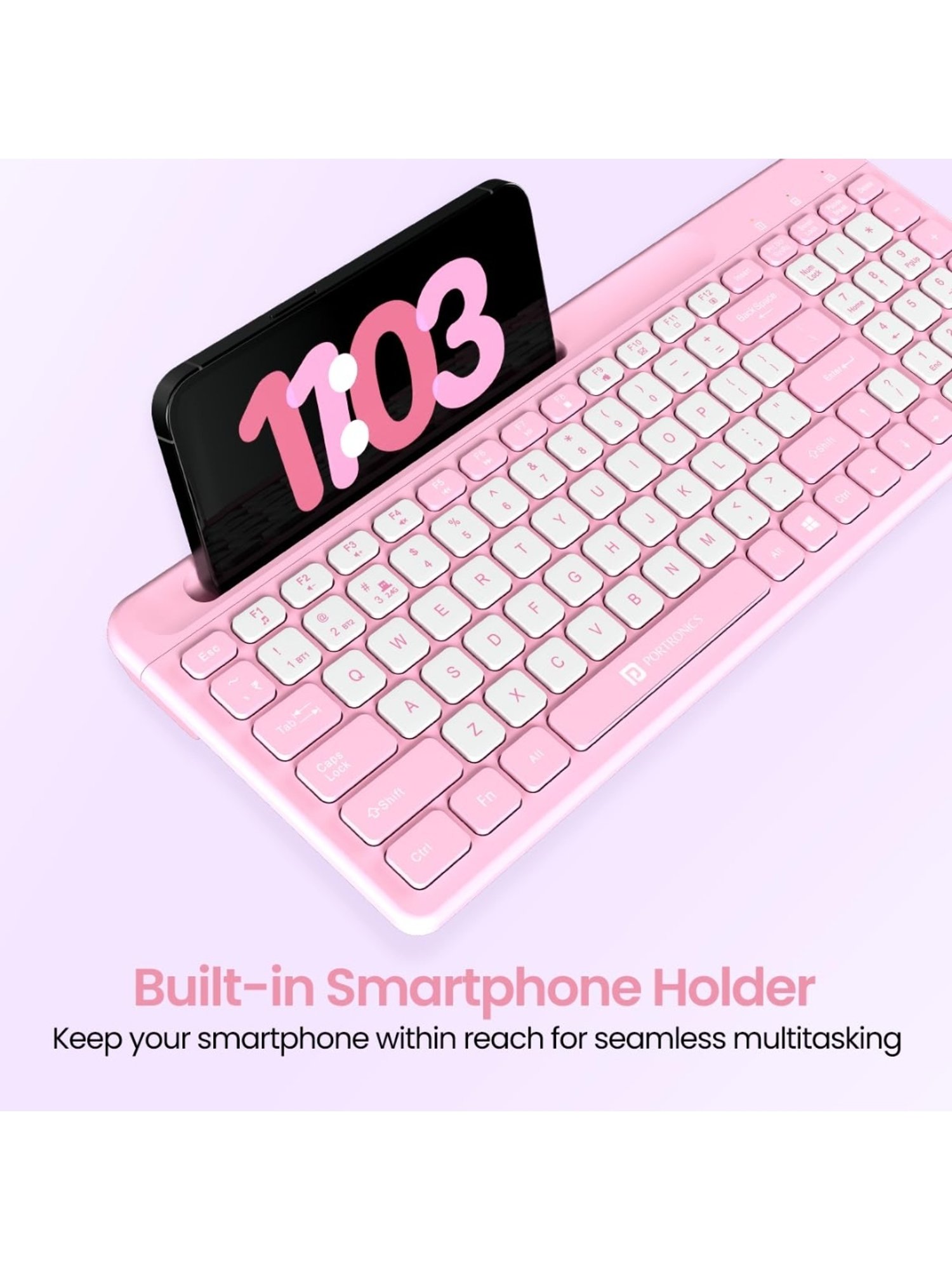 Portronics Bubble Square Wireless Keyboard (Pink)