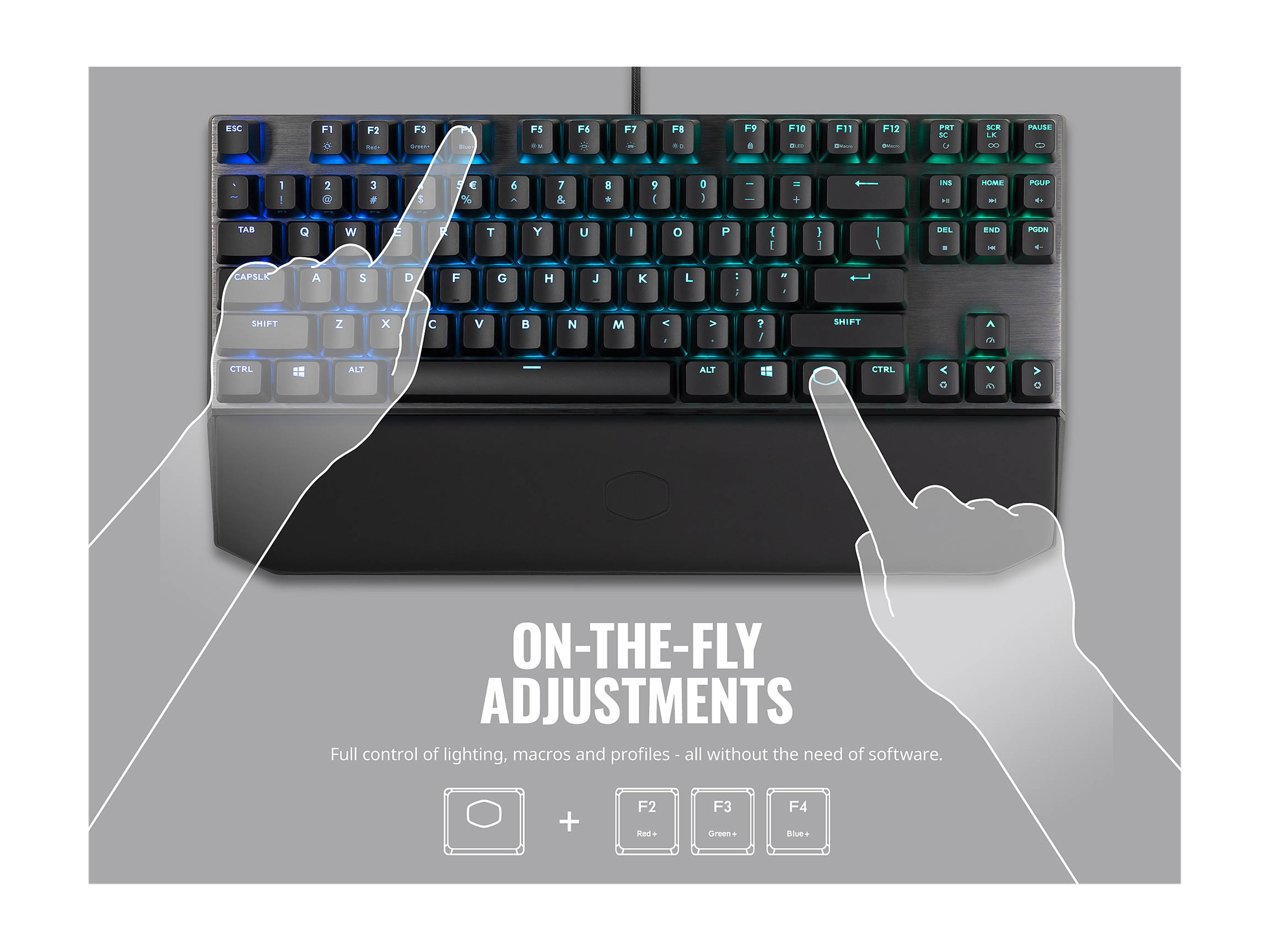 MasterKeys MK750 Mechanical Gaming Keyboard with Cherry MX Blue, RGB Per-Key lighting, and Removable Wrist Rest by Cooler Master