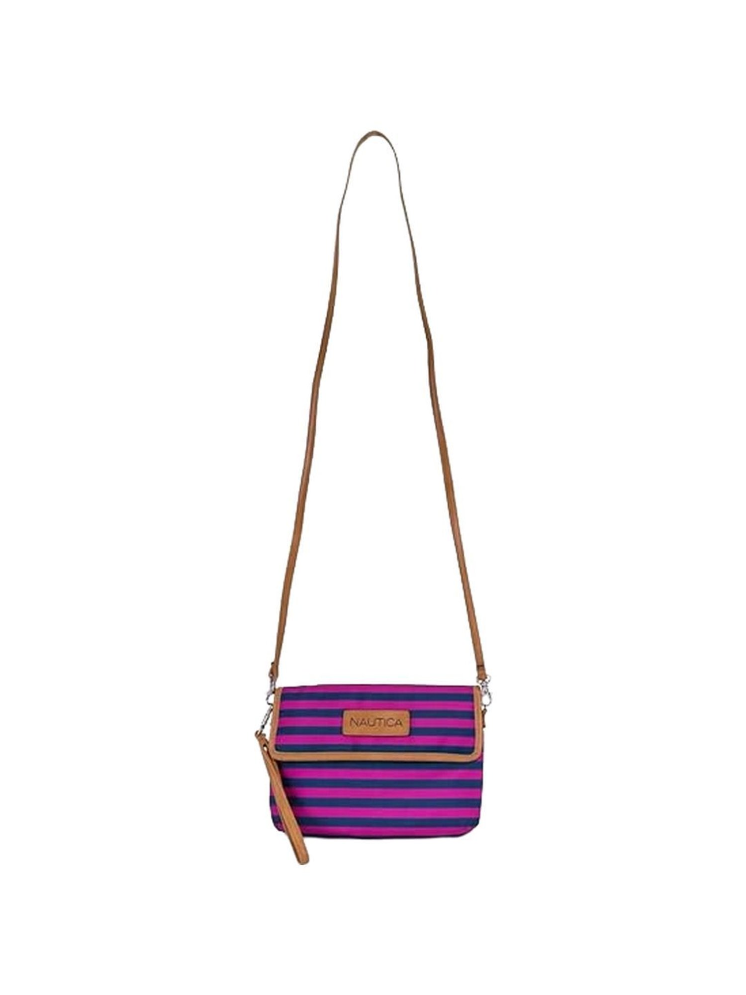 Nautica Fushia Striped Medium Sling Handbag