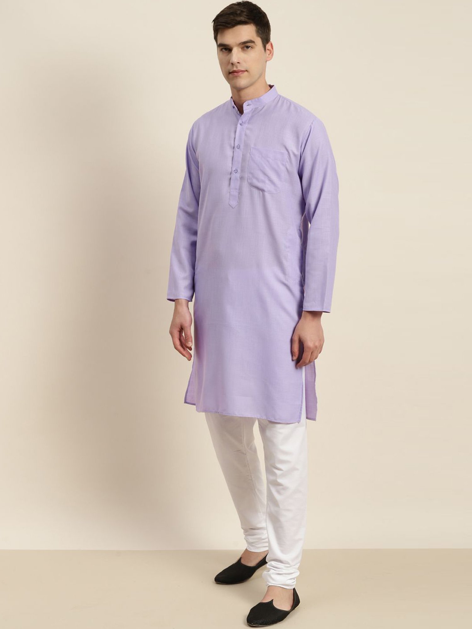 Sojanya Purple & Green Regular Fit Printed Kurta Set With Jacket