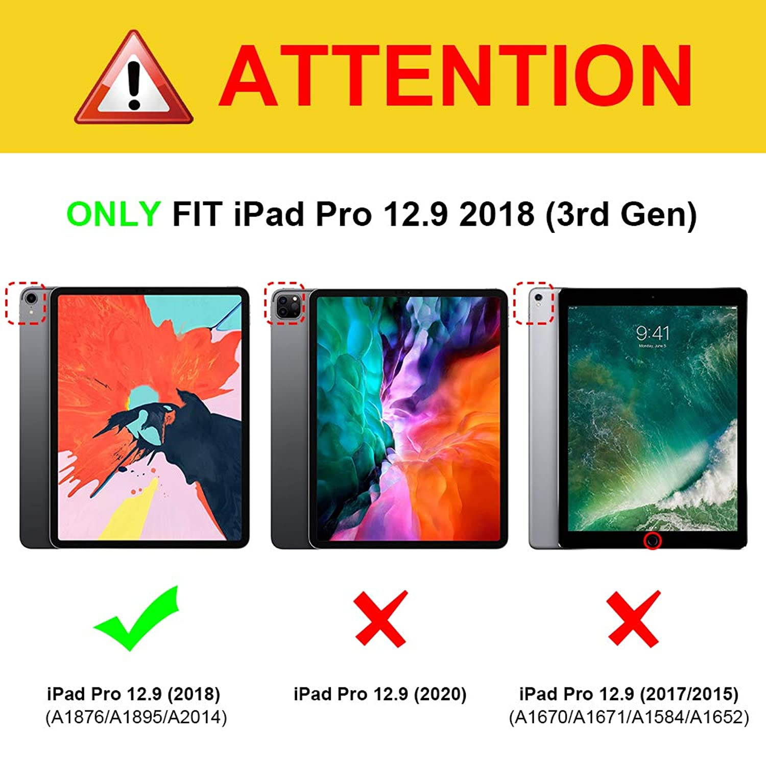 Fintie Keyboard Case for iPad Pro 12.9 3rd Gen 2018 - [Supports 2nd Gen Pencil Charging Mode] Folio Stand Cover with Removable Wireless Bluetooth Keyboard, Black