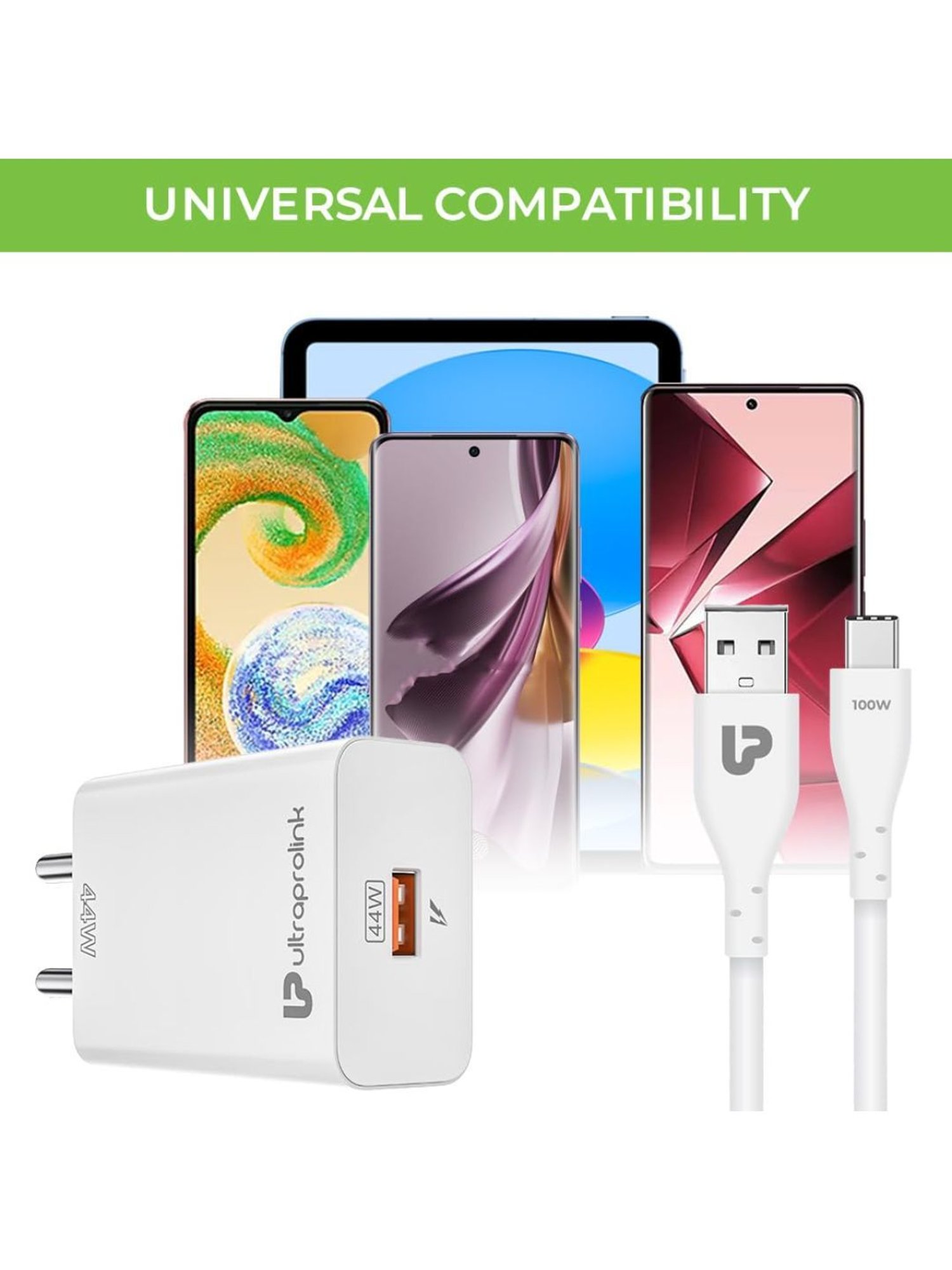 ltraProlink UM1135 Boost 44 Vi Flash Charger with 1m Fast Charging Cable (White)