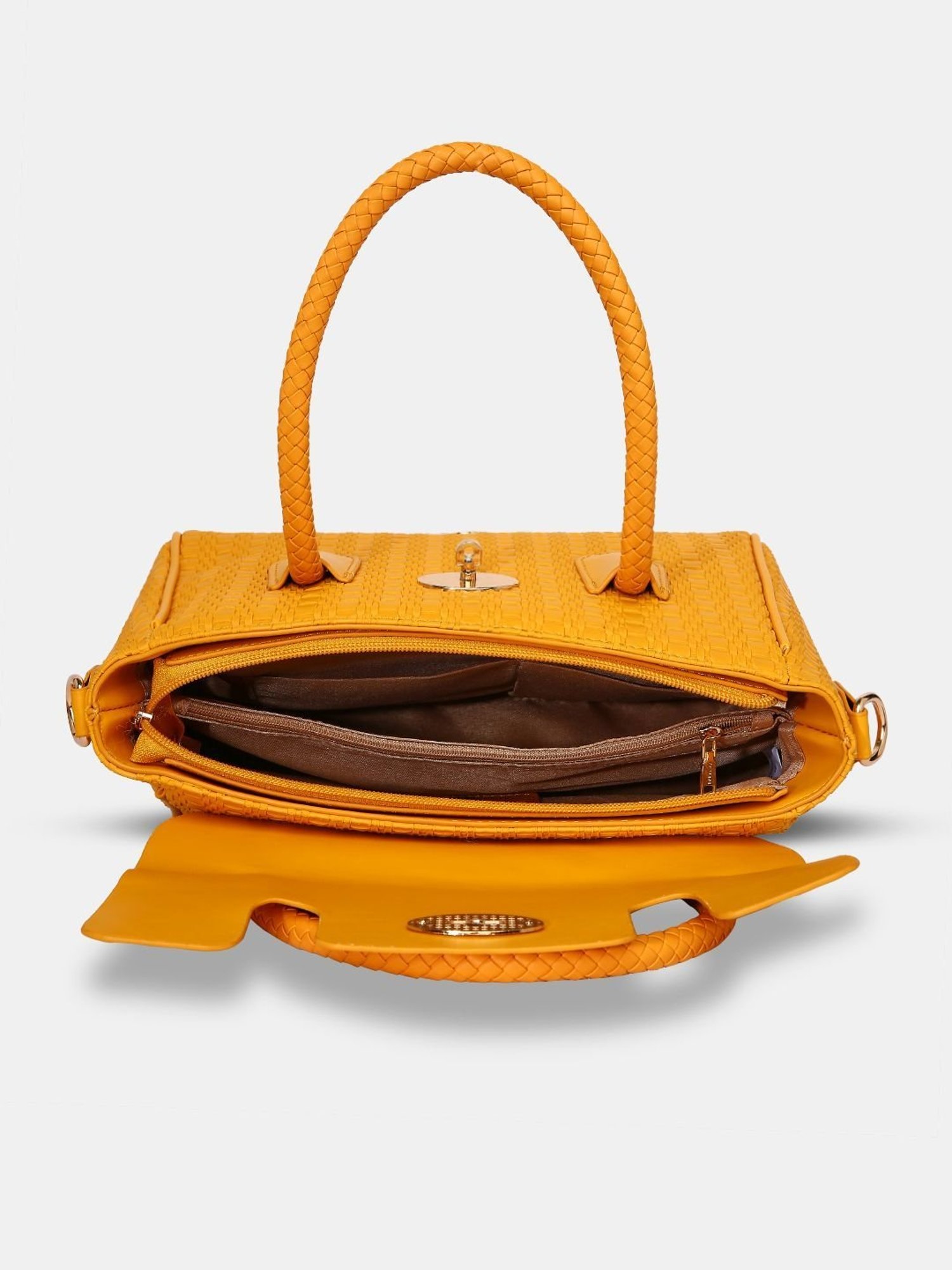 Caprese Yellow Textured Medium Handbag