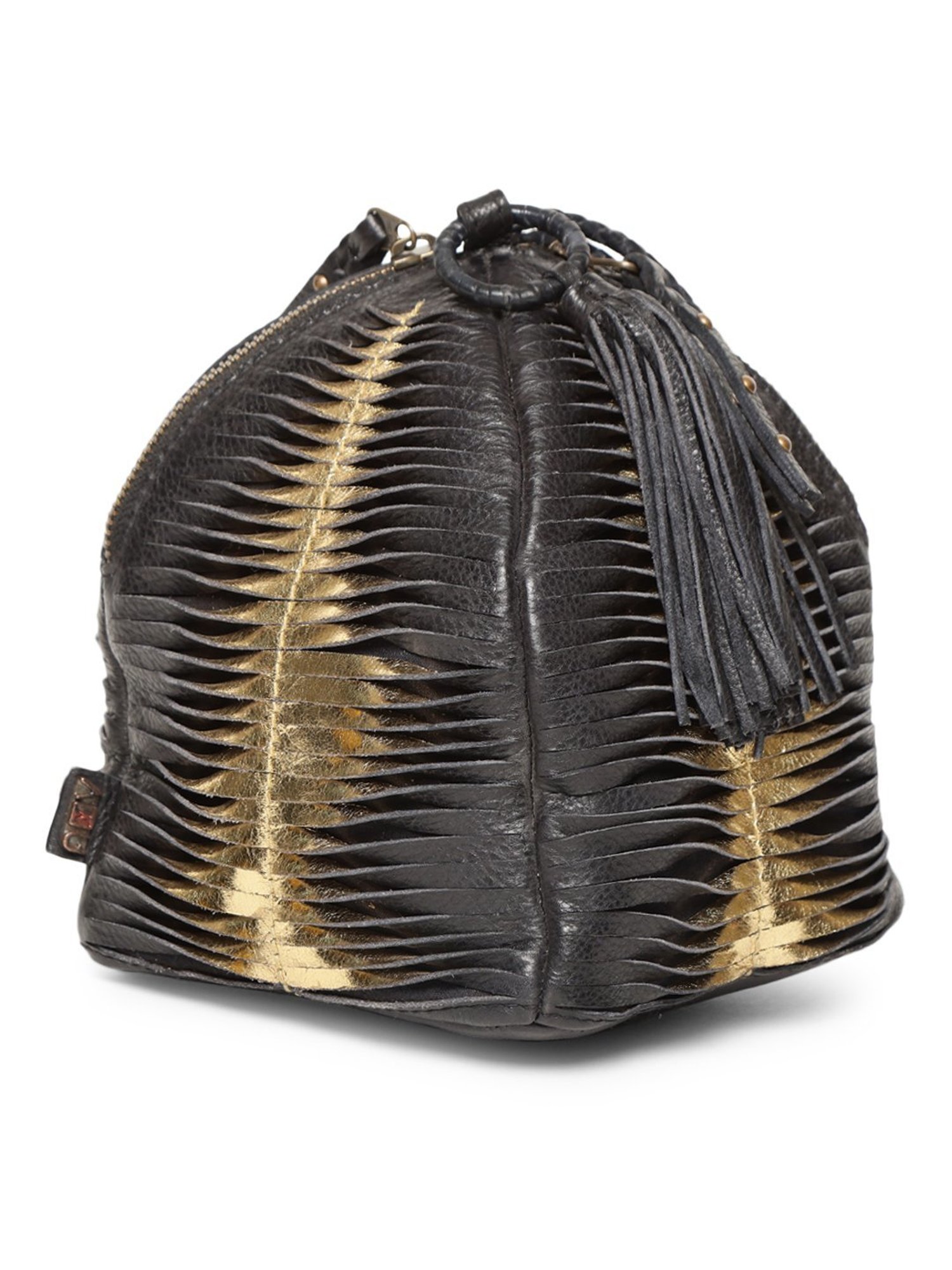 Art N Vintage Premade Black Leather Textured Small Potli