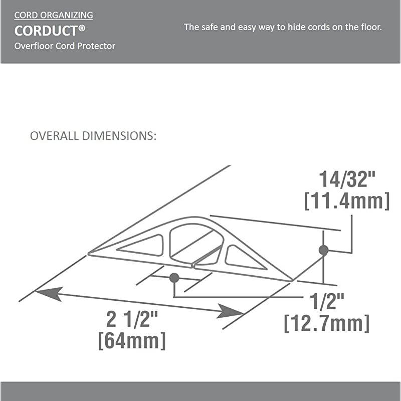 Floor Cord Management Kit Corduct Cord Protector Wire Organizer and Hider Rubber Cable Cover and Concealer Brown 5 Feet CDB5