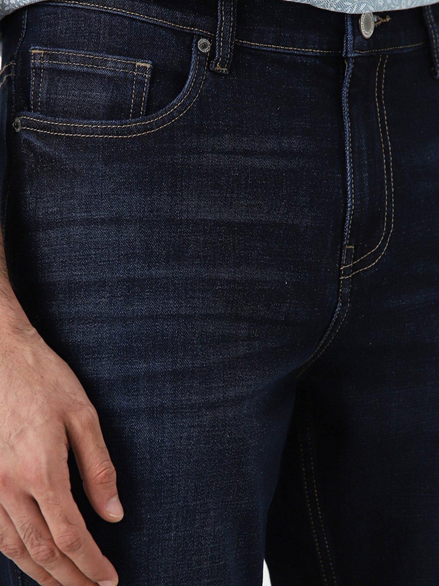 WES Casuals by Westside Dark Blue Relaxed-Fit Mid-Rise Jeans