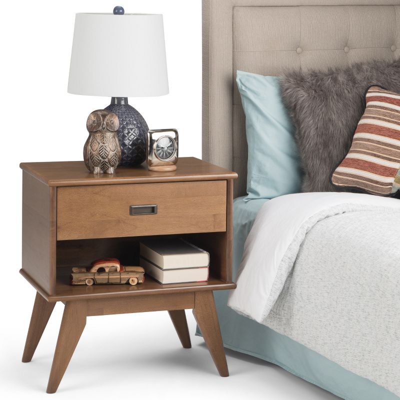 24" Tierney Solid Hardwood Mid Century Nightstand Medium Saddle Brown - WyndenHall
