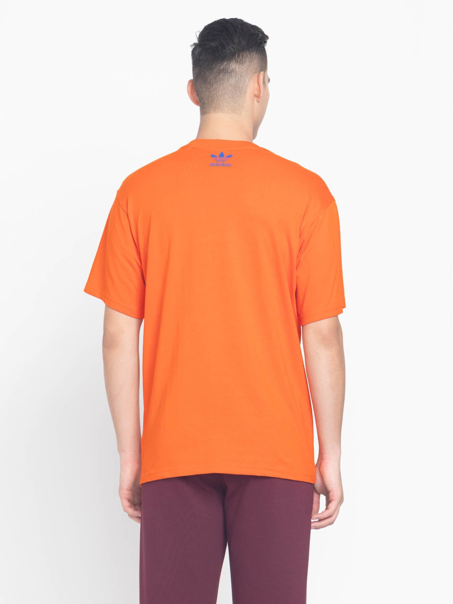 Adidas Originals Orange Cotton Regular Fit Printed T-Shirt