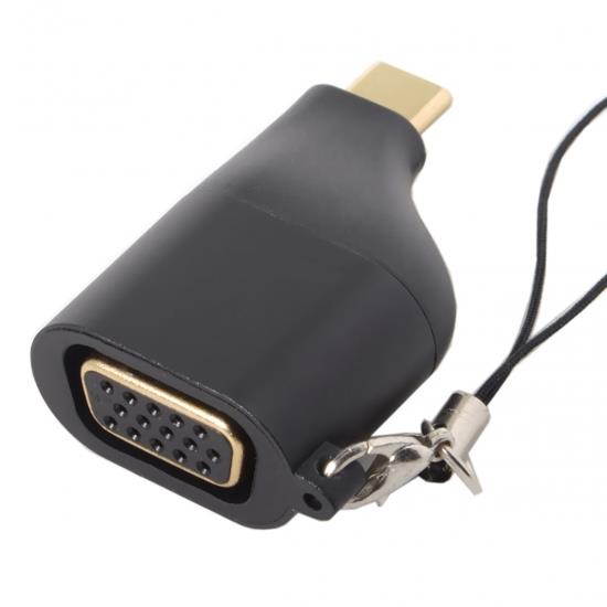 CY USB-C Type C to VGA Converter Adapter 1080p with Chain for Tablet & Phone & Laptop
