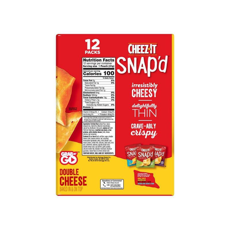 Cheez-It Snaps Double Cheese Multipack Crackers - 12ct
