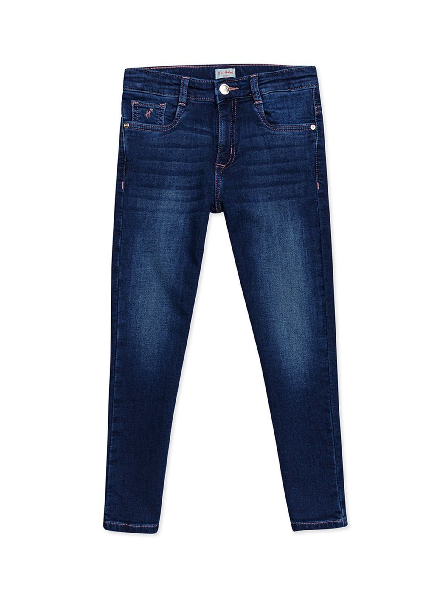 H by Hamleys Girls Dark Blue Solid Jeans