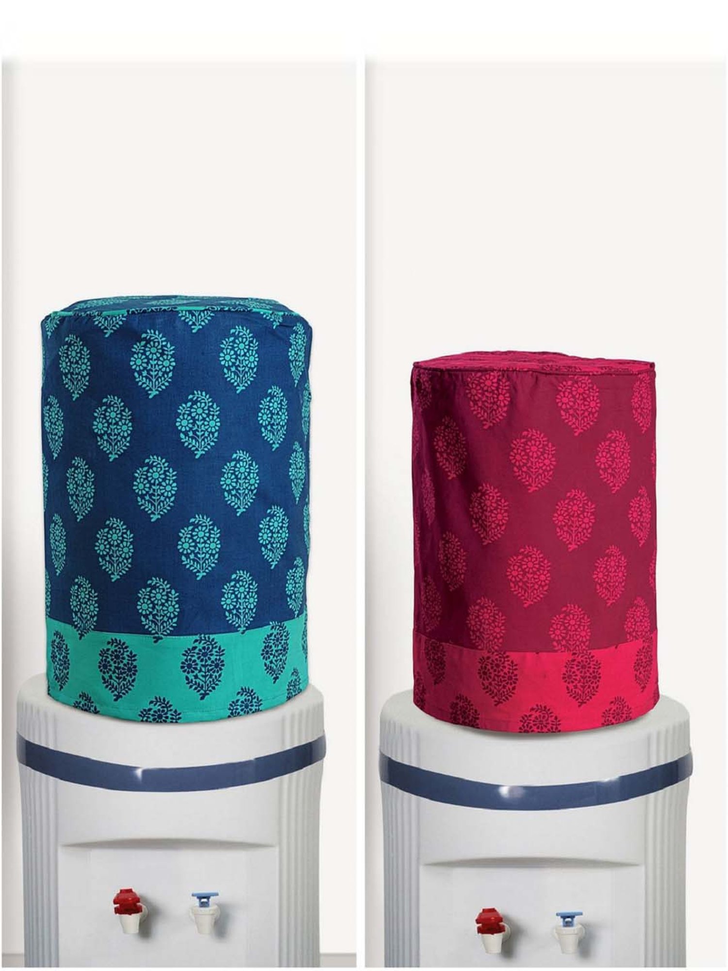 Swayam Multicolored Cotton 20 Litre Water Dispenser Bottle Covers - Set of 2