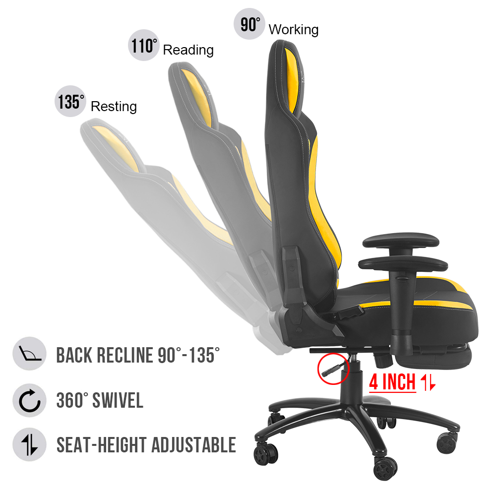 Ergonomic Racing Style Gaming Chair LUCKWIND Racing Chair
Massage Gaming Chair Office Chair Height Adjustment Recliner Swivel Rocker With Retraceable Footrest And  Massage Lumbar Pad E-Sports Chair