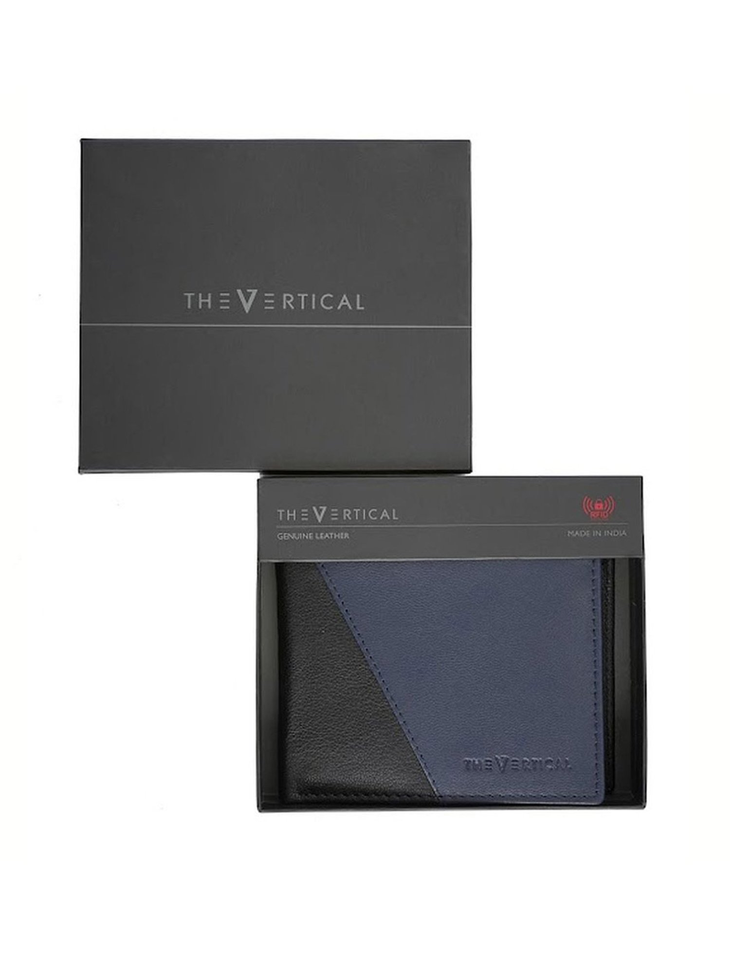 The Vertical Denwer Black Leather Color Block Bi-Fold Wallet