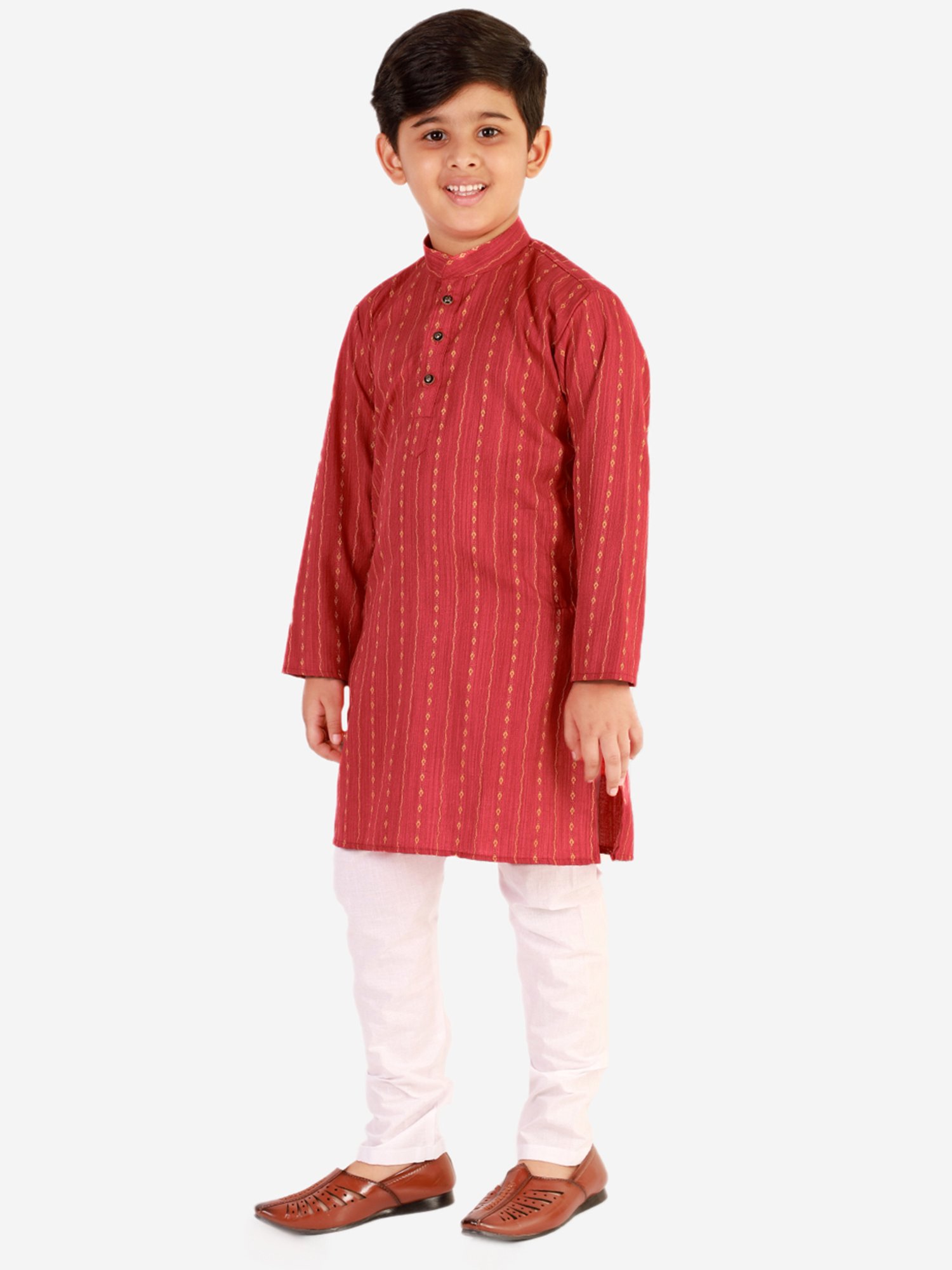 Pro-Ethic Style Developer Kids Red & White Printed Full Sleeves Kurta with Pyjamas