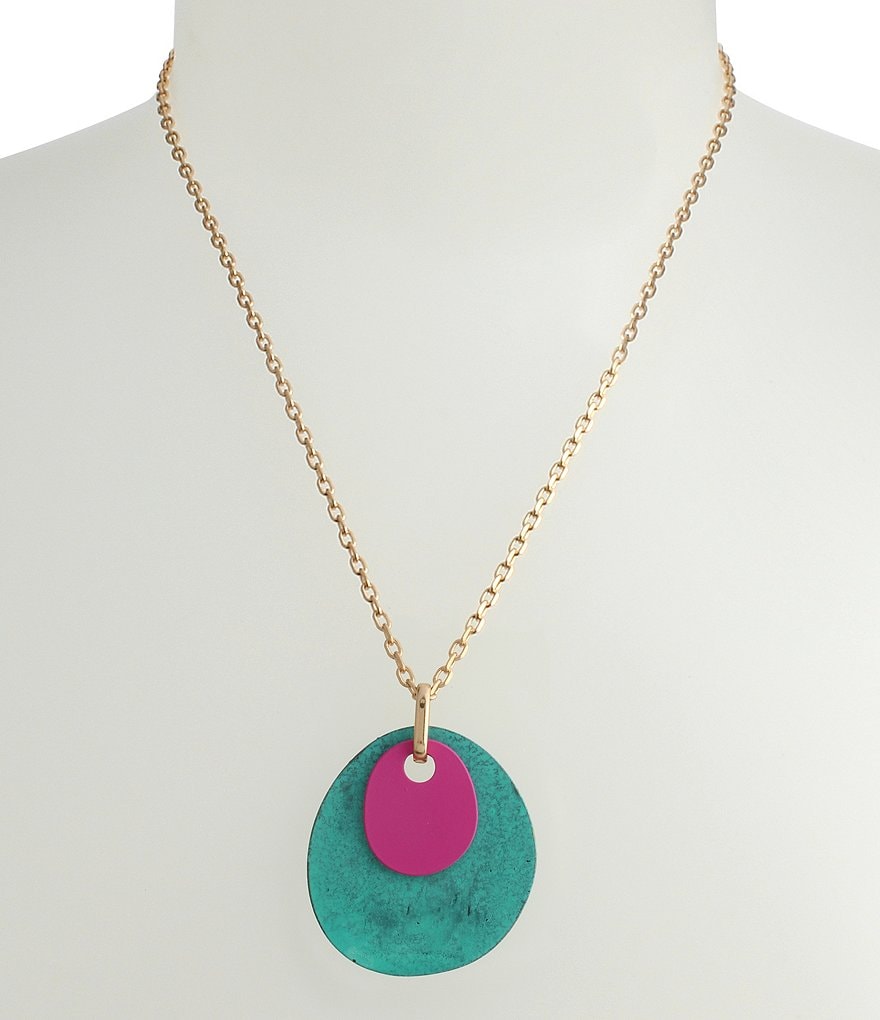 Robert Lee Morris Soho Patina Layered Disc Pendant Necklace