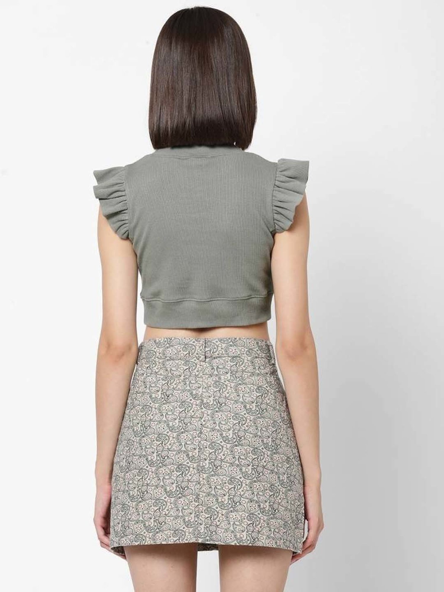 VASTRADO Grey Cotton Crop Top