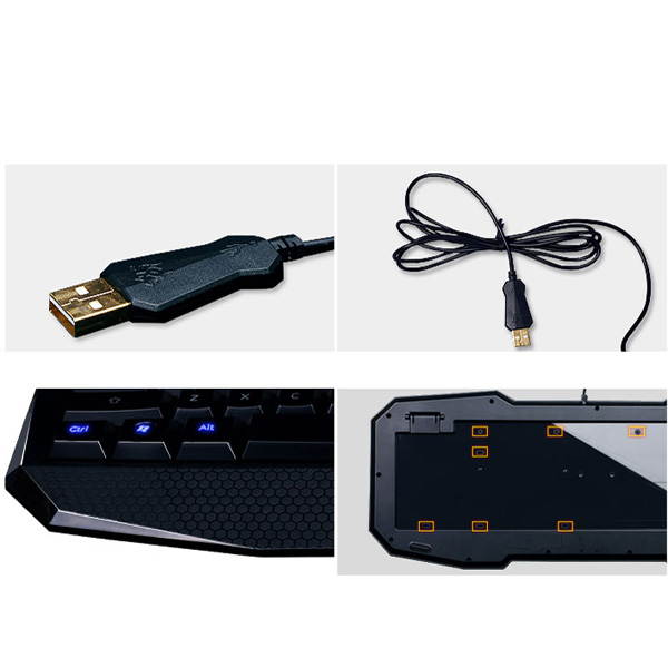 AULA LED Illuminated Ergonomic USB Multimedia Blue Backlight Backlit Gaming Keyboard Support OS Windows 98/2000/ME/XP 32bit Vista/Win7 32/64bit/Mac