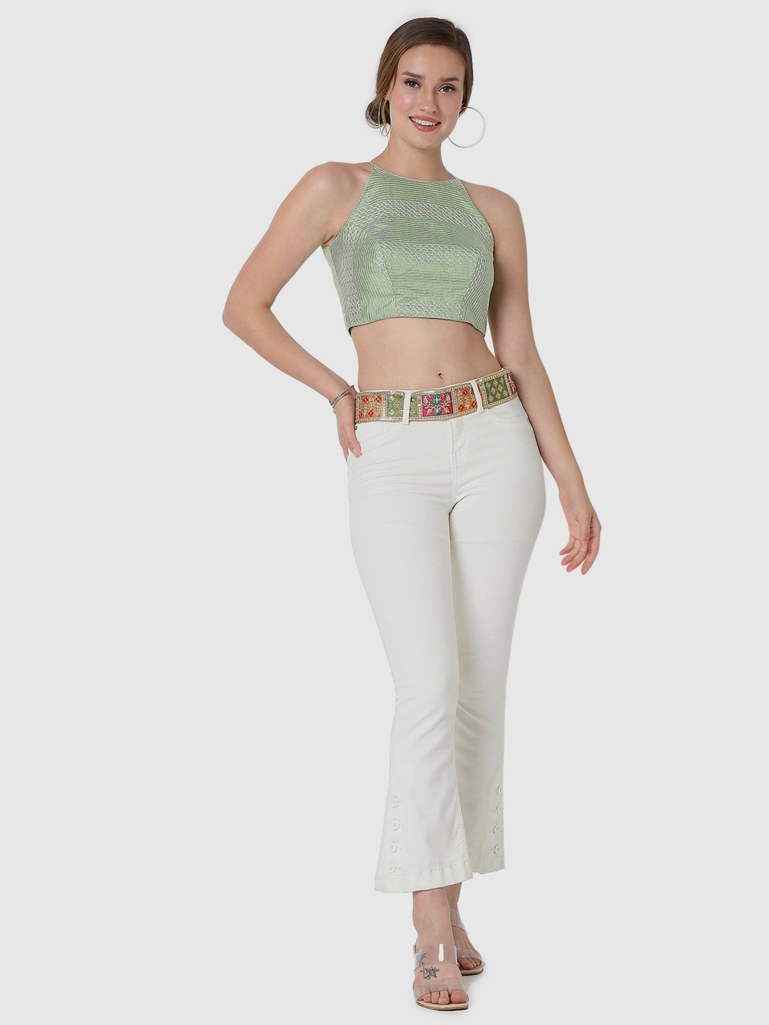 Salwar Studio Pista Green Embroidered Readymade Blouse