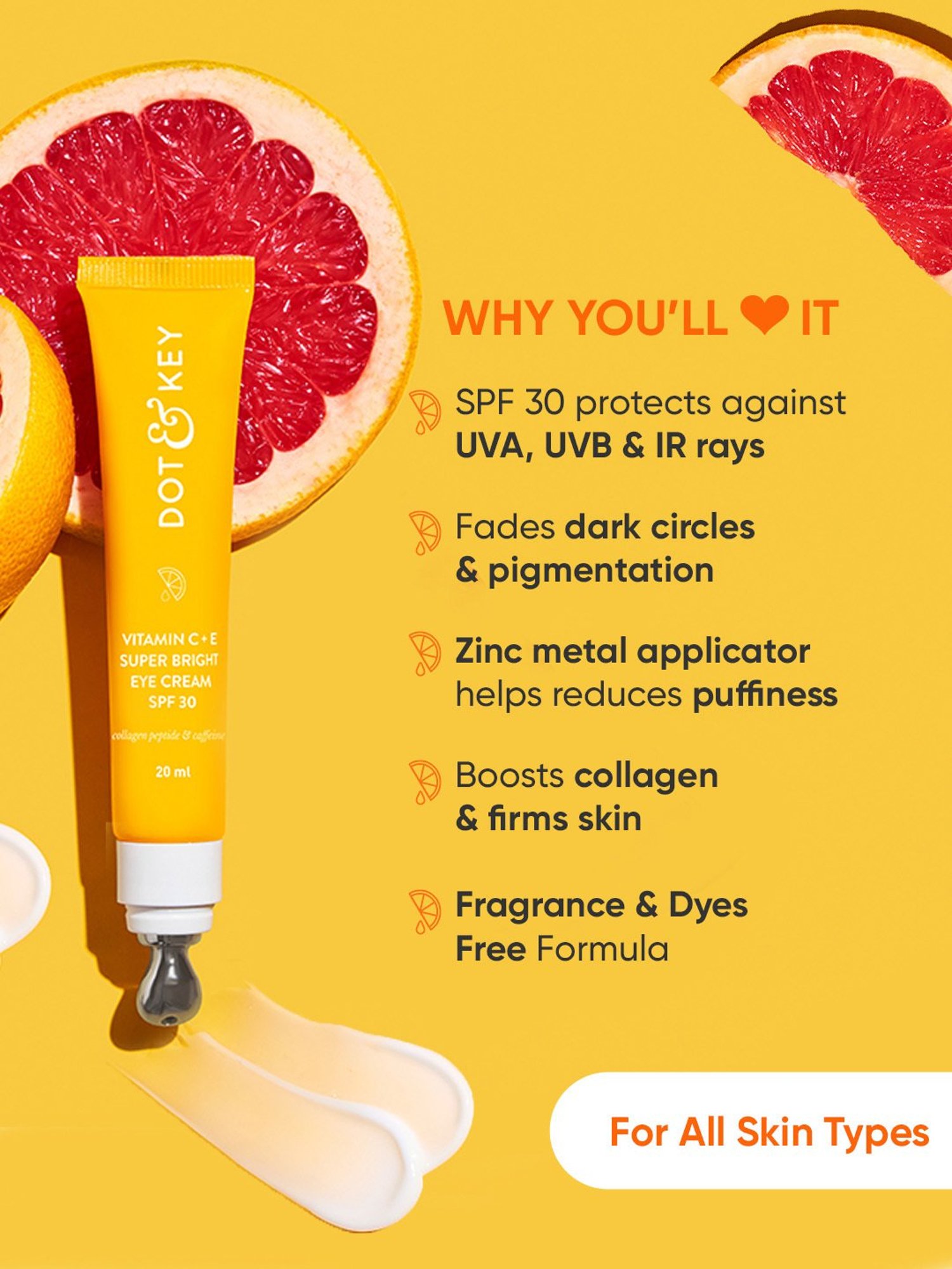 Dot & Key Vitamin C + E Super Bright Eye Cream SPF 30 - 20 ml