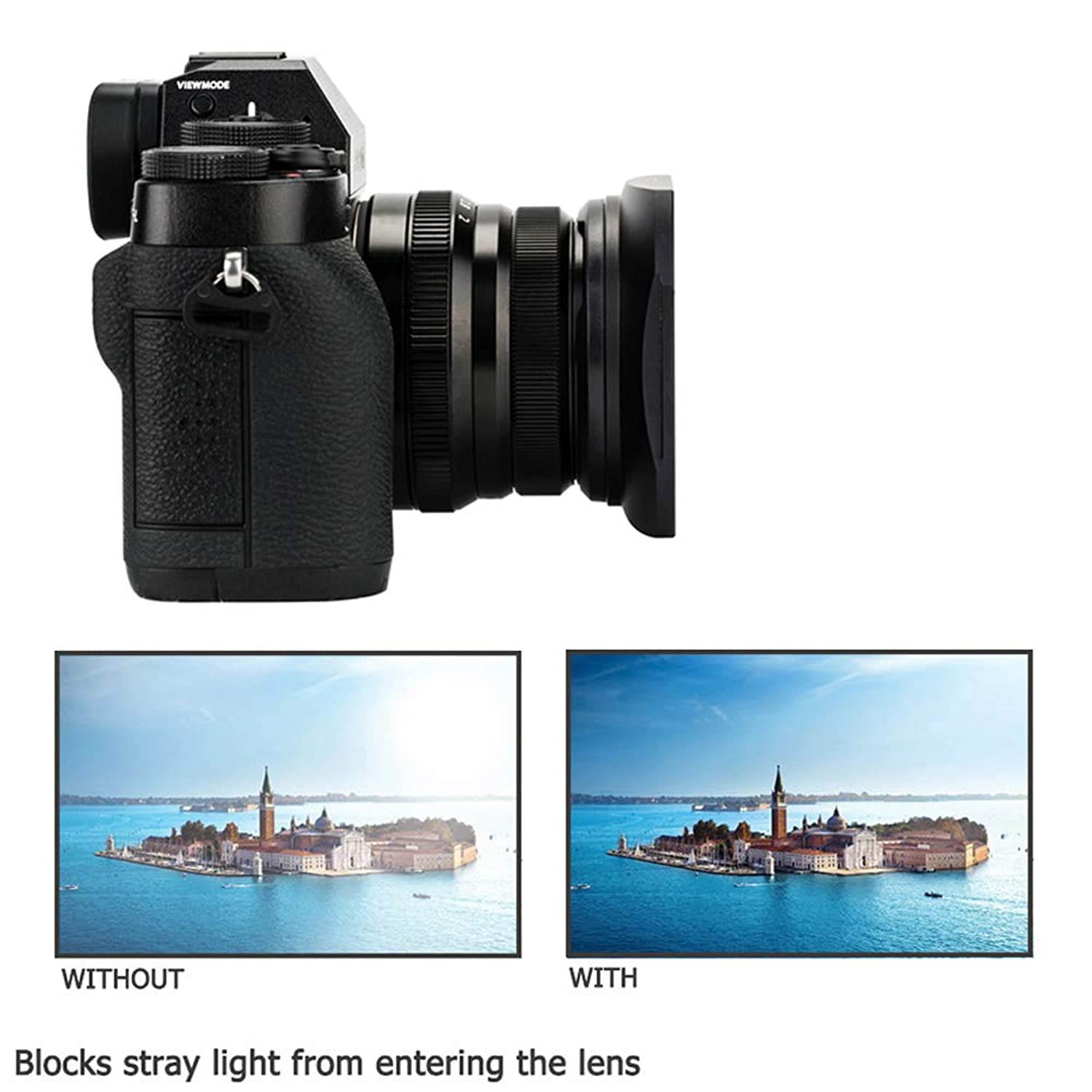 Camera Lens Hood JJC Bayonet Hood Shade for Fuji Fujifilm FUJINON XF 35mm F2 R WR & XF 23mm F2 R WR Lens Replaces Fujifilm LH-XF35-2 Hood with a Hood Cap -Black