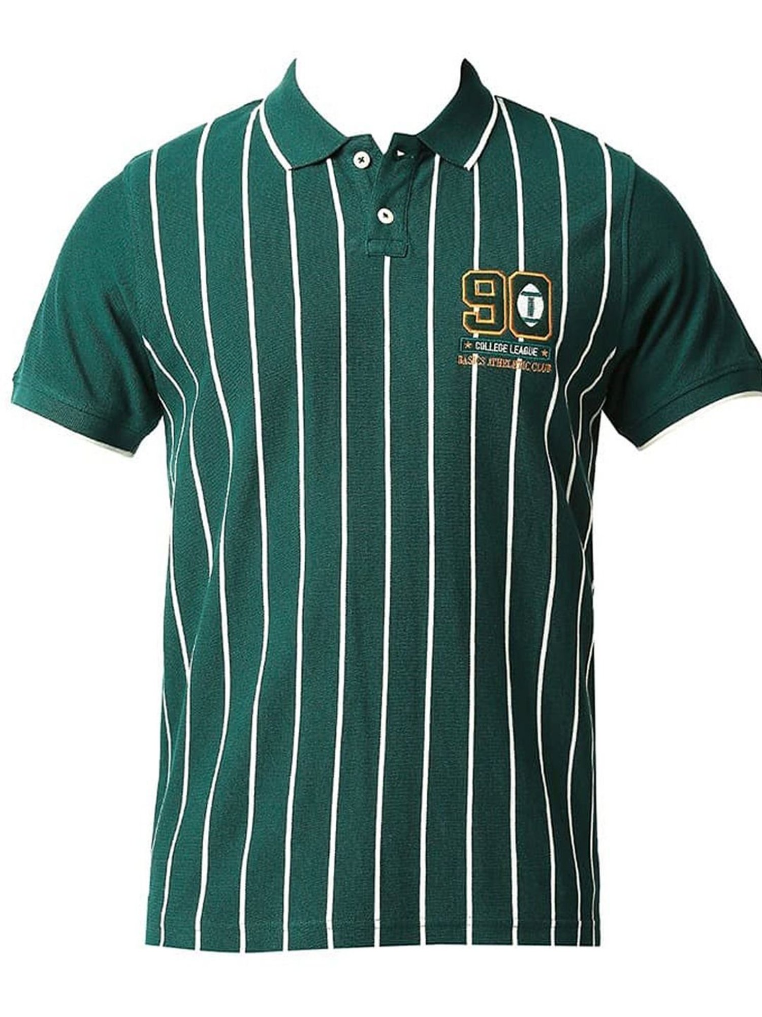 Basics June Bug Cotton Muscle Fit Striped Polo T-Shirt