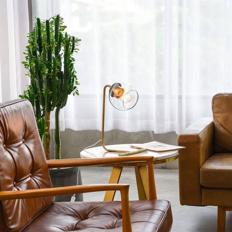 15" Mason Desk Lamp with Glass Shade Matte Brass - Globe Electric