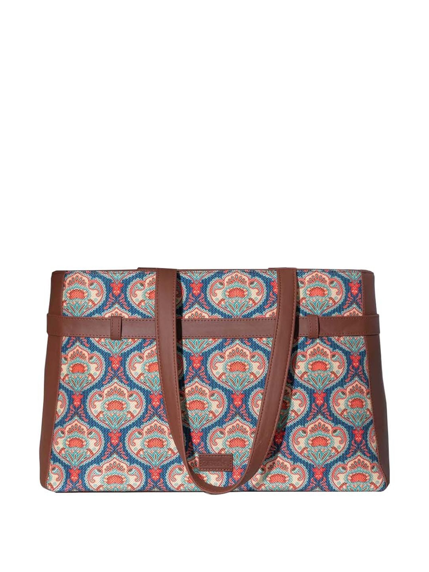 ZOUK Blue Printed Large Laptop Tote Handbag