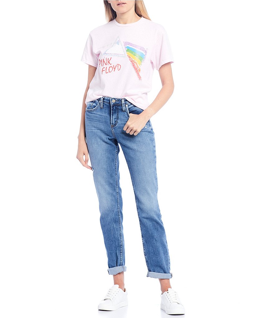 Celebrity Pink Shadow Knee Mid Rise Straight Jeans