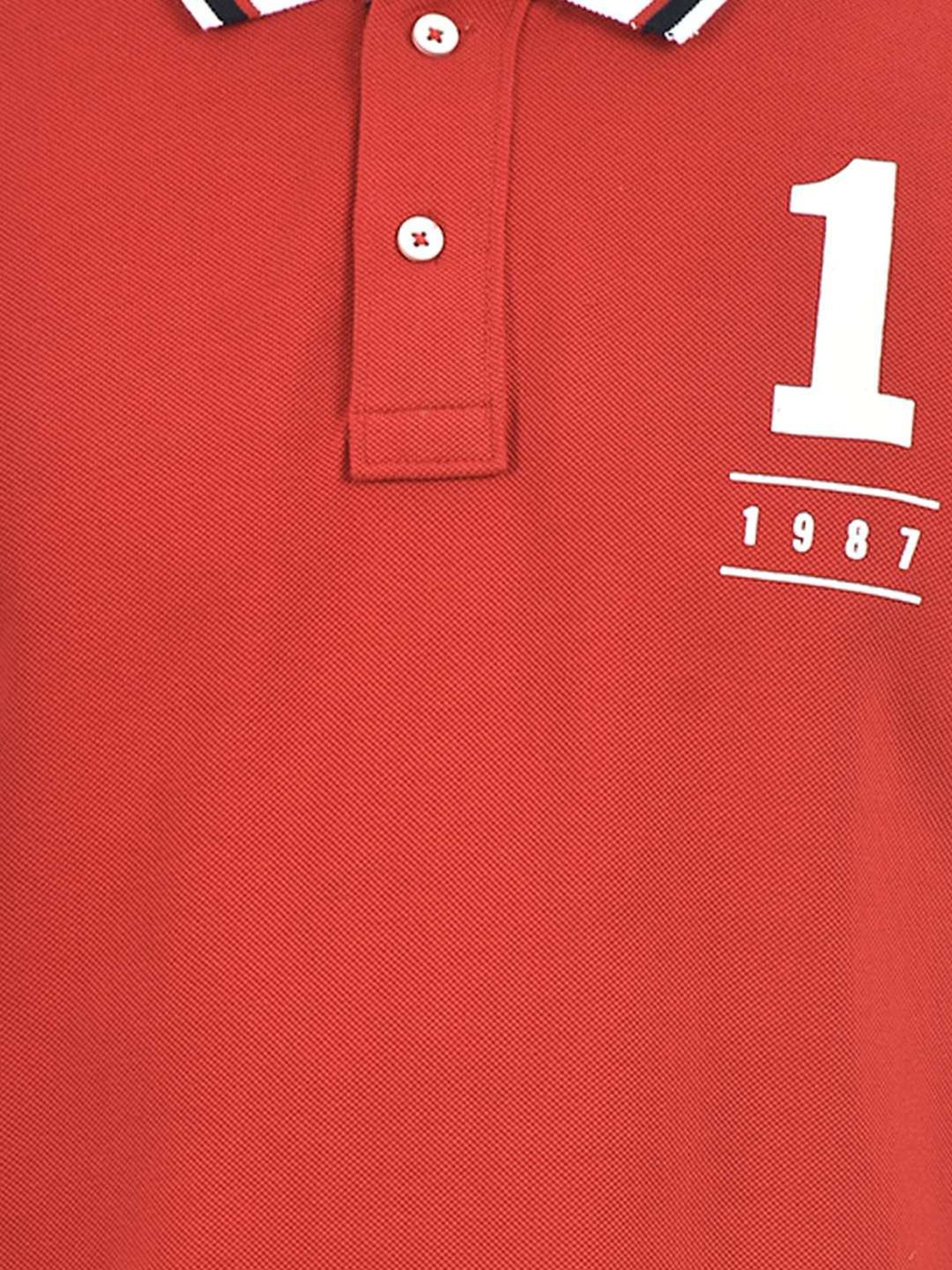 Numero Uno Red Cotton Regular Fit Colour Block Polo T-Shirt