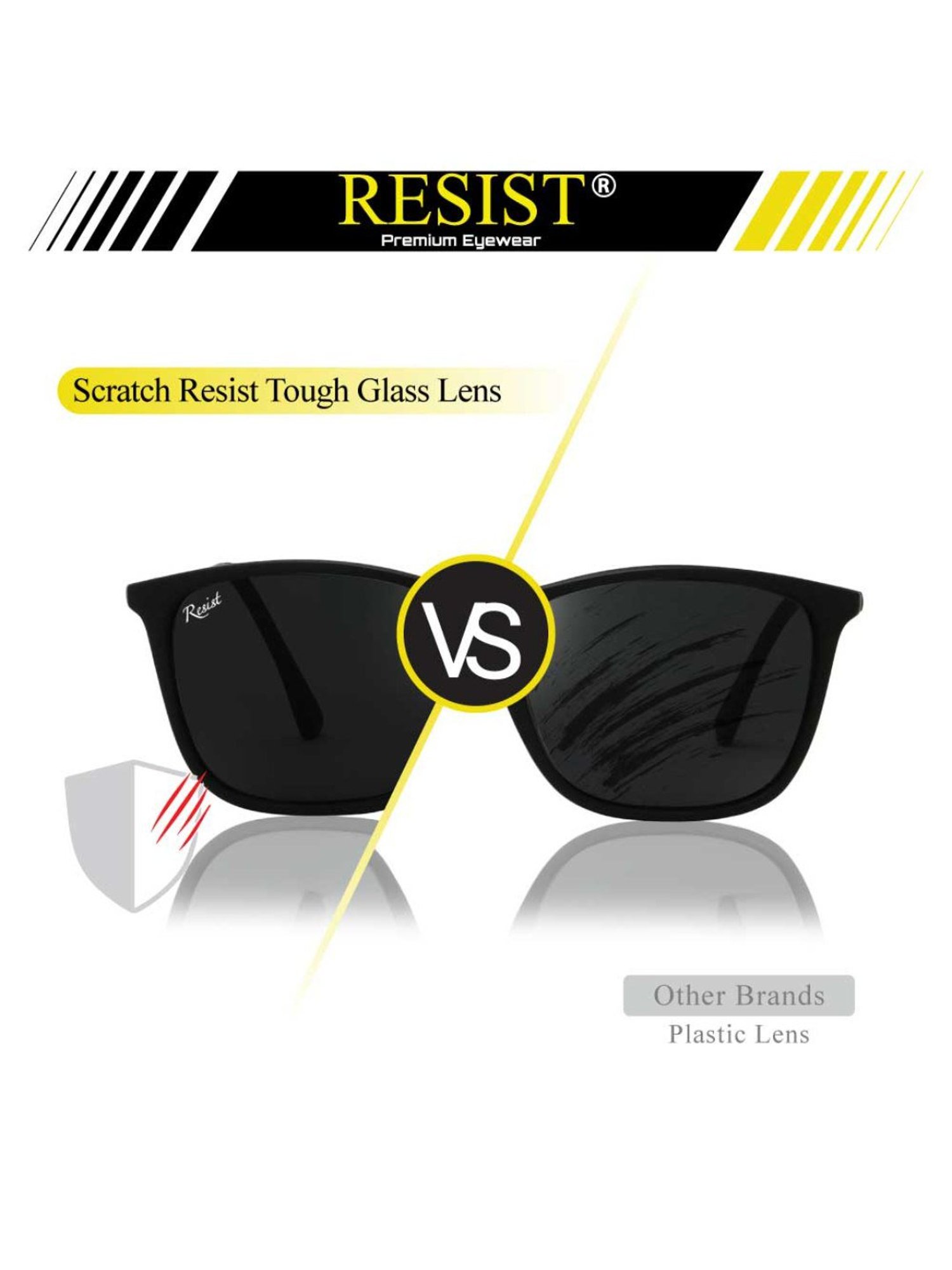 Resist Eyewear Black Wayfarer Unisex Sunglasses