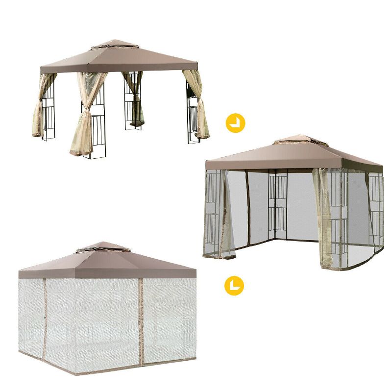 Costway Outdoor 10'x10' Gazebo Canopy Shelter Awning Tent Patio Screw-free structure Garden