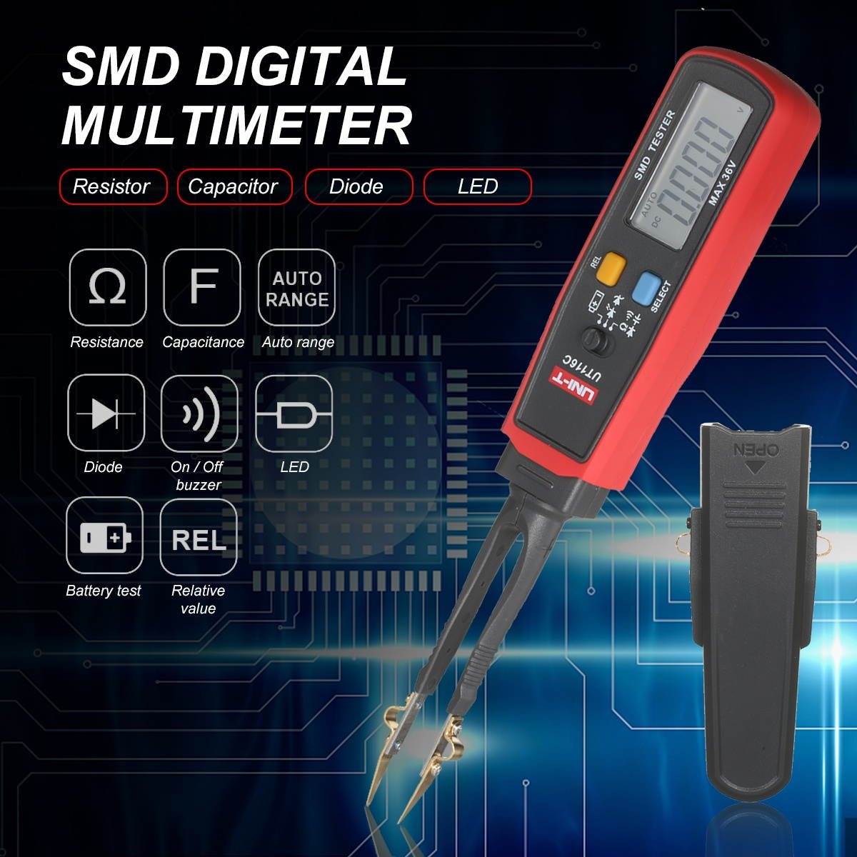 UNI-T SMD Tester Resistor Capacitor Diode (RCD) Parameter Meter LCD Auto Range SMD Digital Multimeter