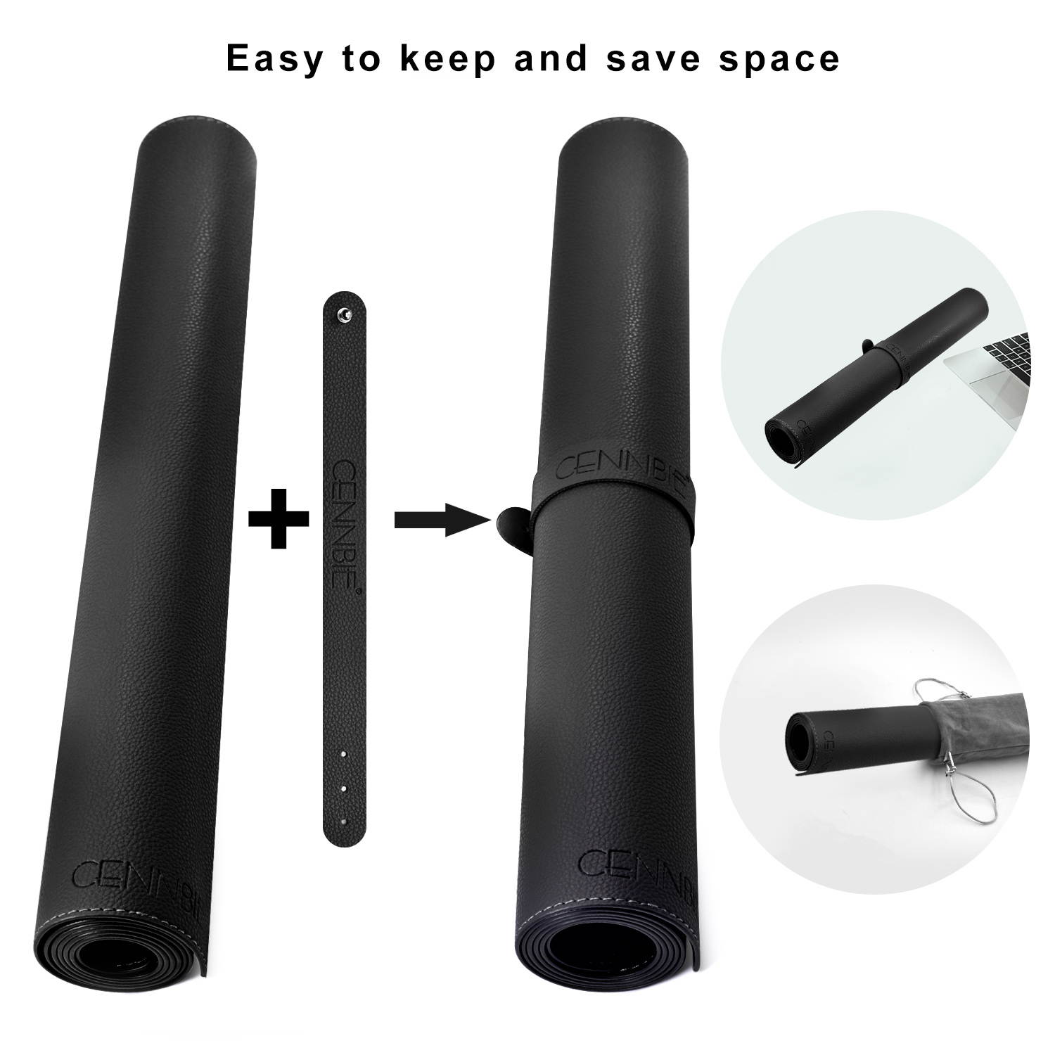 CENNBIE Extended Leather Gaming Mouse Pad/Mat, 90x40cm Large Office Writing Desk Computer Leather Mat Mousepad,Waterproof 35.5"x15.5"(Black)